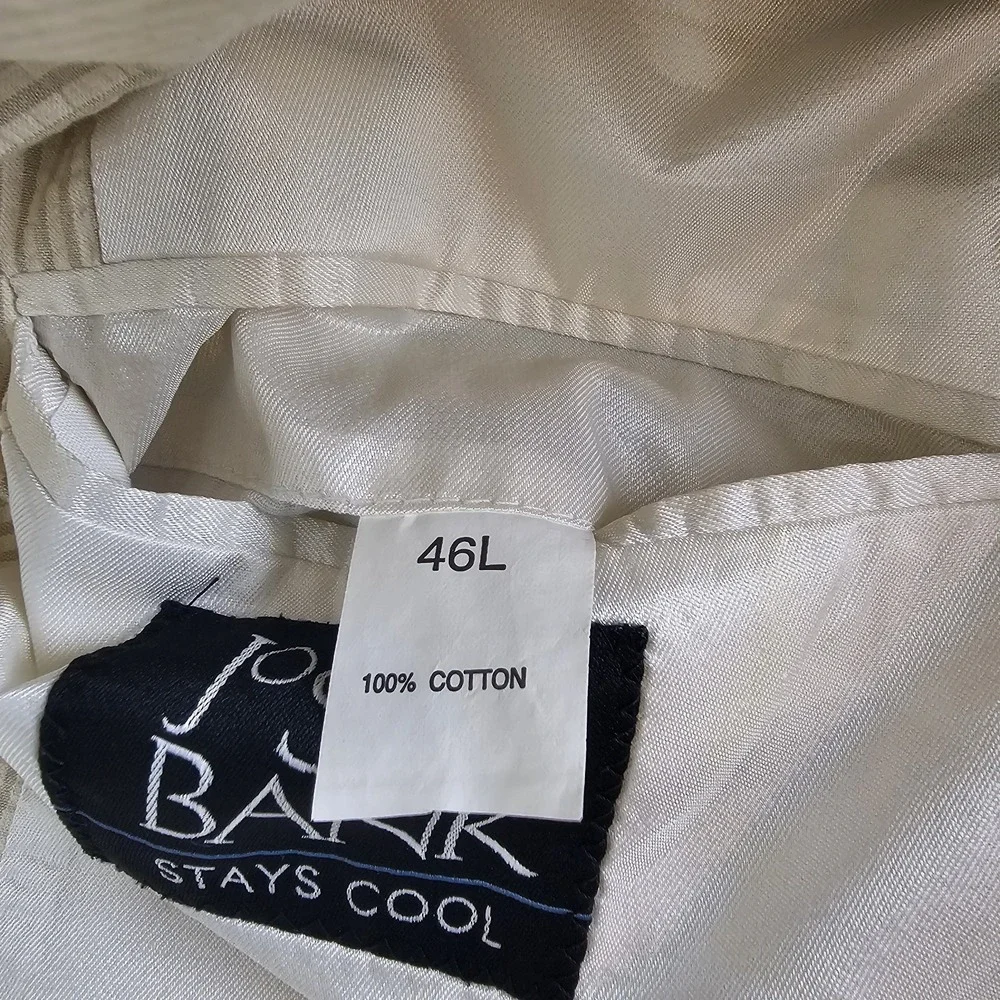 Jos A Bank Seersucker Stays Cool Beige Striped Sport Blazer Jacket Mens 46L